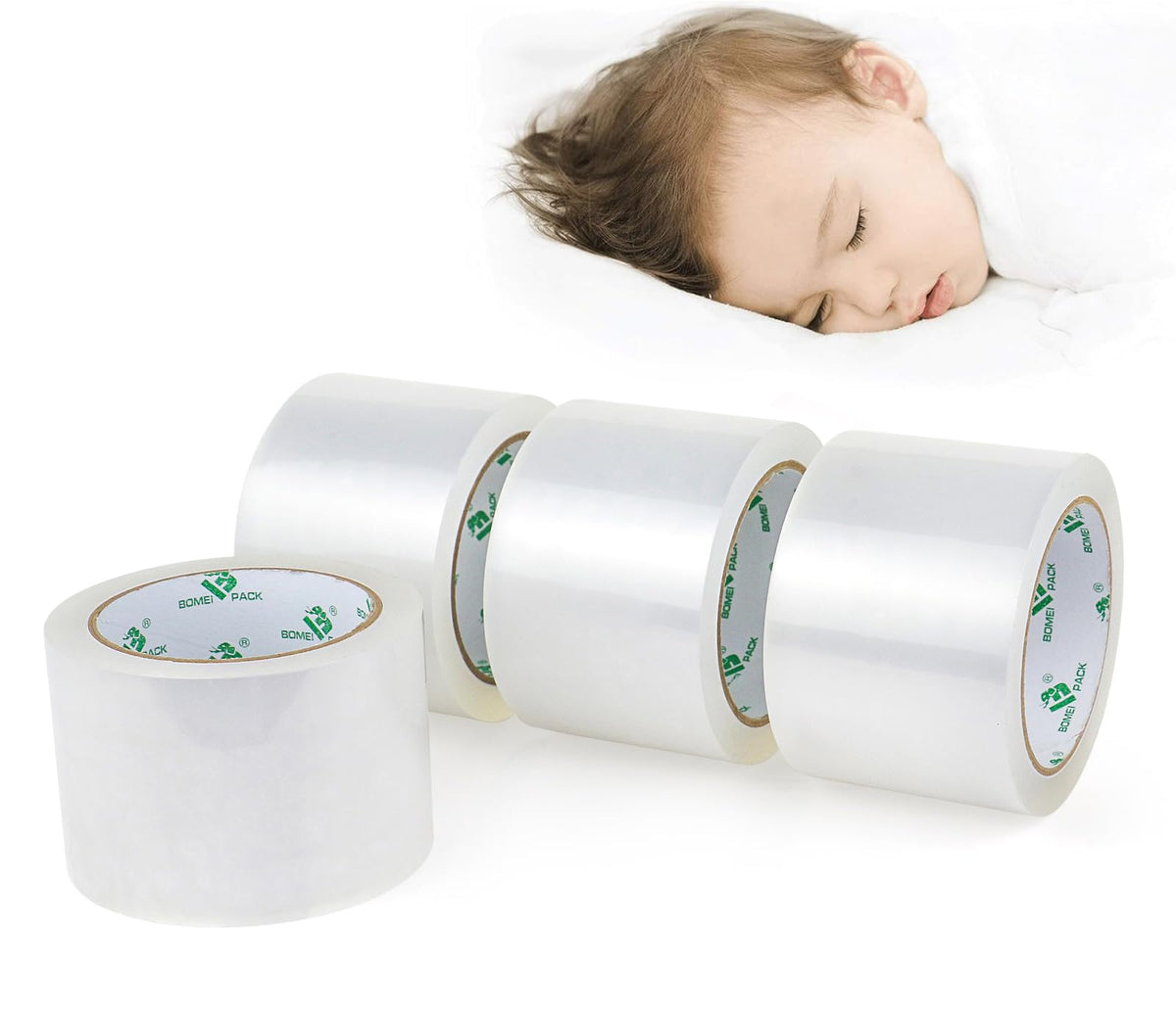 BOMEI PACK Clear Silent Packing Tape 18 Rolls, NO Noise Quiet Tape Refill Rolls for Shipping, Moving and Packaging, 2.4Mil 1.88Inch 55Yards