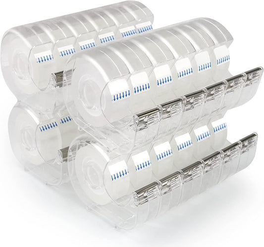 24 Pcs Transparent Tape with Dispenser, Clear, 0.7"x1000"