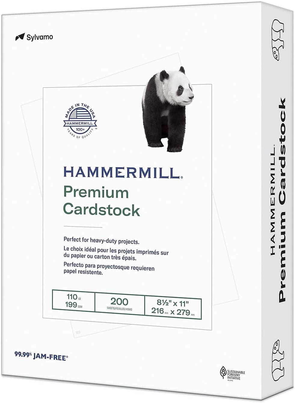 Hammermill White Cardstock, 110 Lb, 8.5 x 11 Colored Cardstock, 1 Pack (200 Sheets) - Thick Card Stock, Made in the USA, 168380R