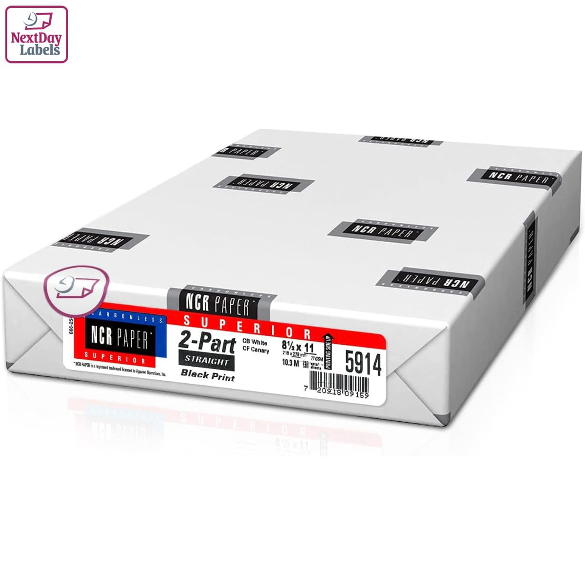 NextDayLabels Carbonless NCR Paper, 3 Part Reverse #5900, 8.5" x 11"