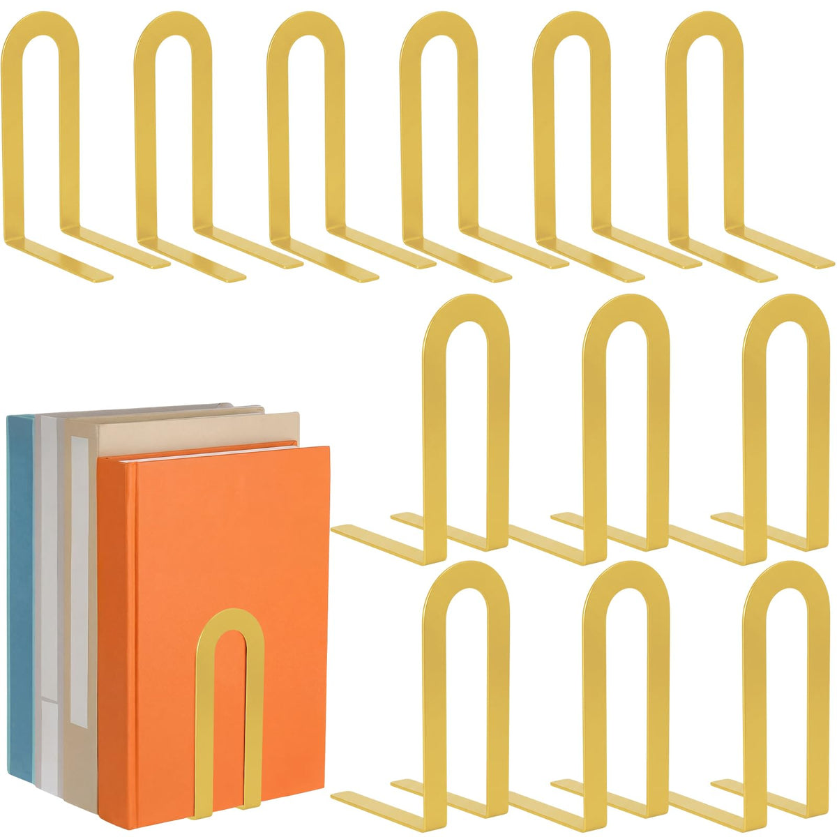 Chunful 6 Pcs Metal Bookends, Black, Round