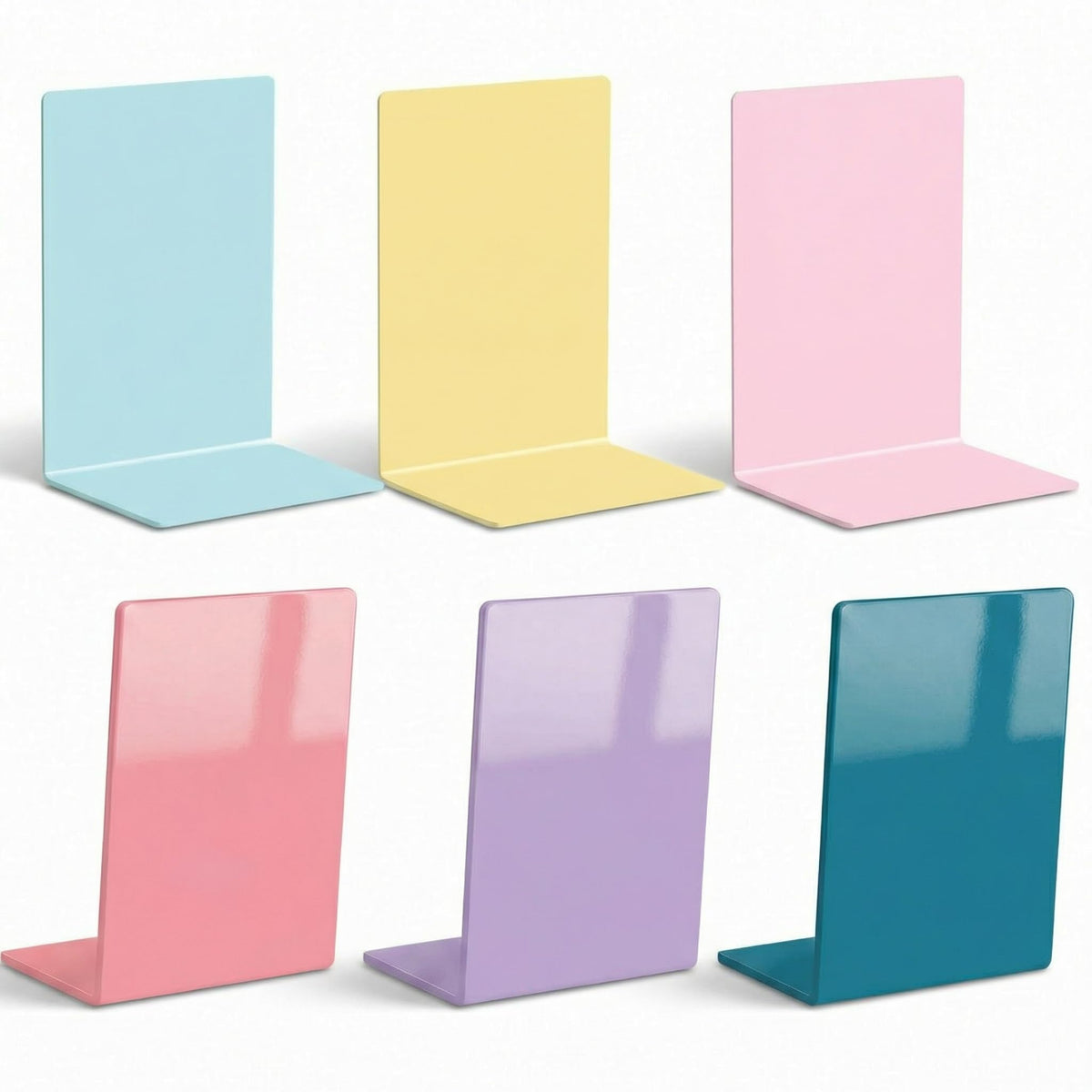 6Pcs Acrylic Bookends for Shelves Colorful Book Ends,Bohemian Colors