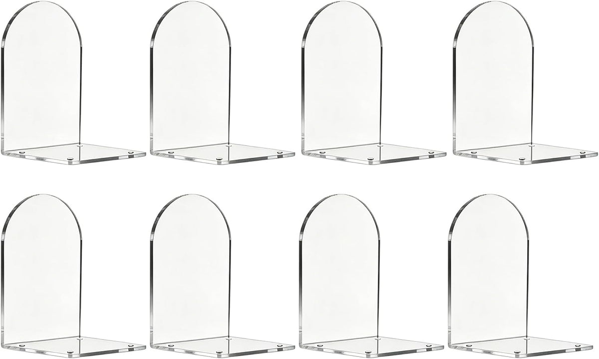 8pcs Book Ends for Shelves, Acrylic Bookends for Home Office