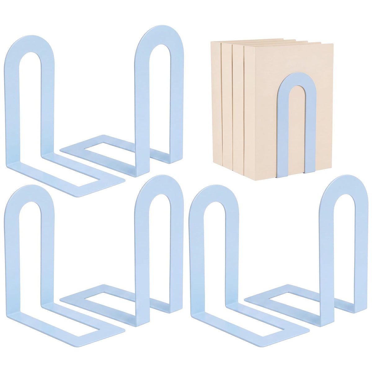 Chunful 12 Pcs Gold Metal BookEnds Shelves, 5.5 x 3.75 x 2.25 in