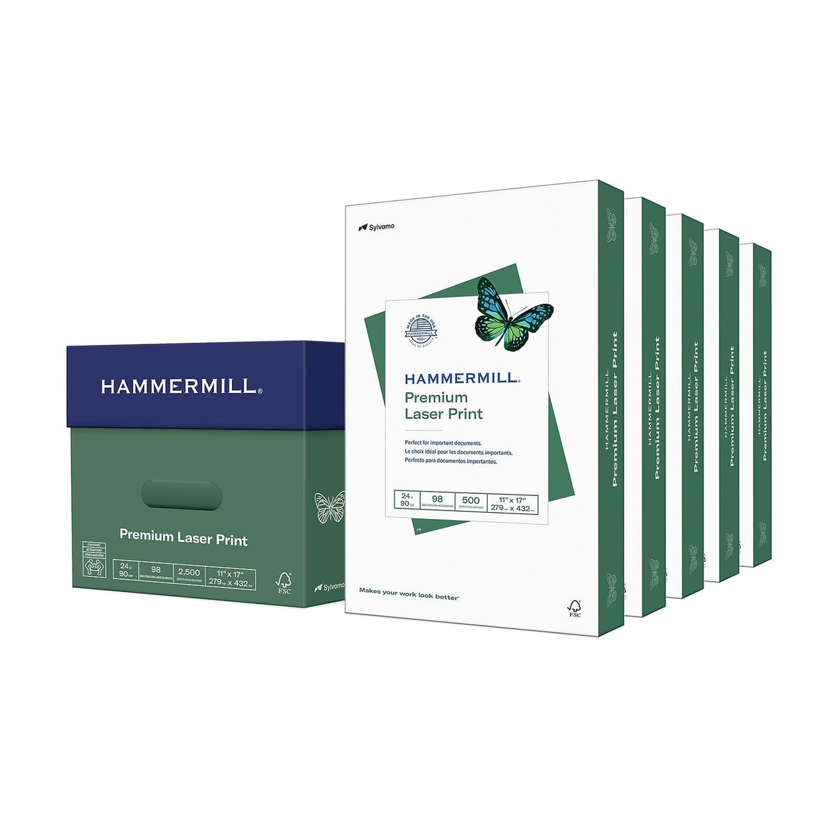 Hammermill Printer Paper, Premium Laser Print 24 lb, 11 x 17-98 Bright, Made in the USA, 104620C - 5 Ream (2,500 Sheets)