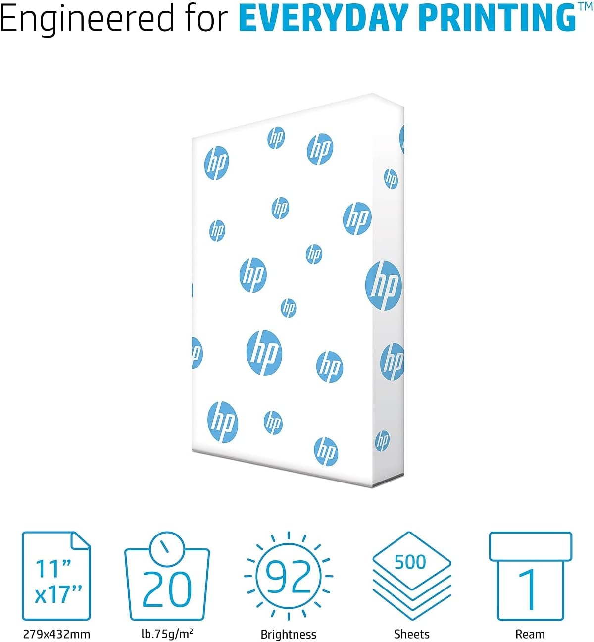 HP 172000 Office Ultra-White Paper, 92 Bright, 20lb, 11 x 17, 500/Ream