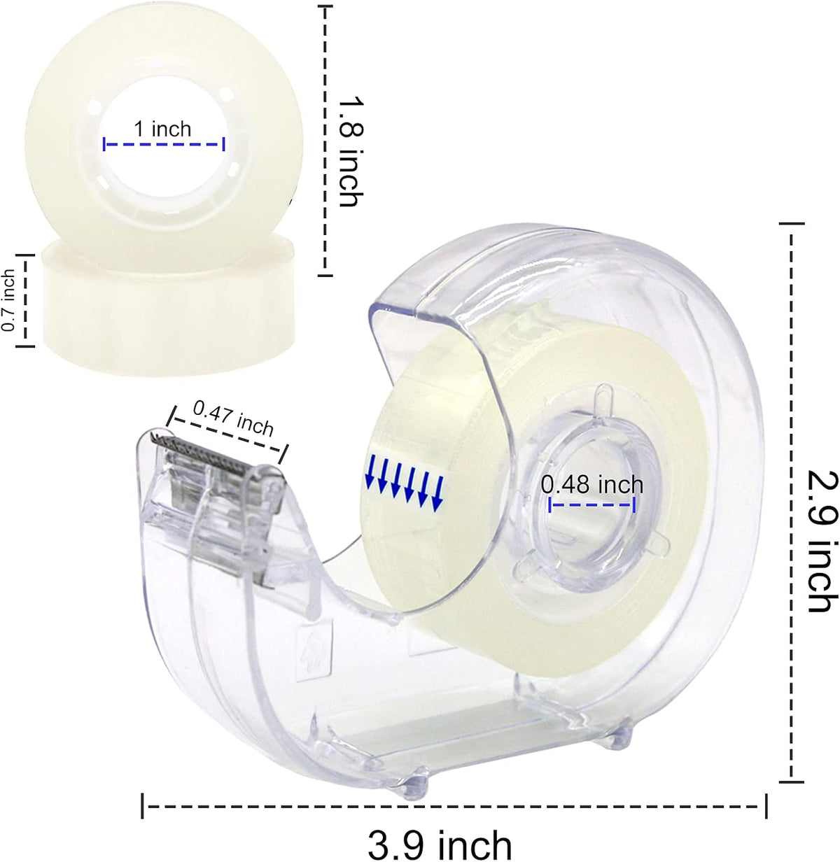 OWLKELA 40 Pcs Clear Tape Dispensers, 1 Inch White Core
