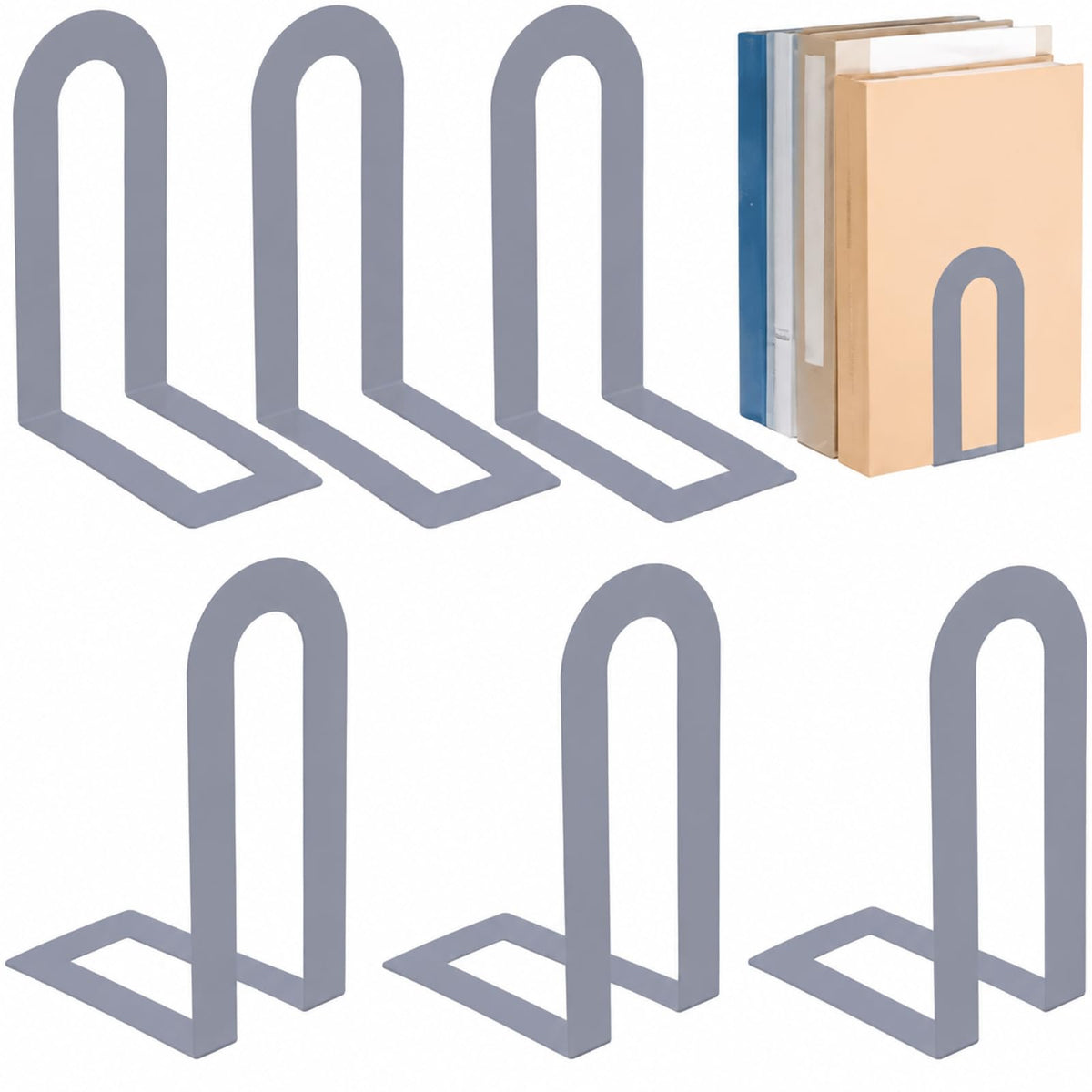 Chunful 12 Pcs Gold Metal BookEnds Shelves, 5.5 x 3.75 x 2.25 in