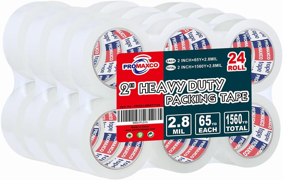 Heavy Duty Packing Tape 12 Rolls, Clear, 2.8 mil, 65 Yards x 1.88 inch, Total 780Y, Ultra Strong, Refill for Packaging and Shipping