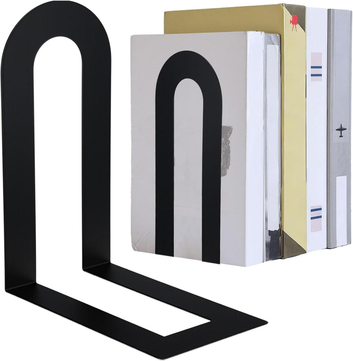 Chunful 12 Pcs Gold Metal BookEnds Shelves, 5.5 x 3.75 x 2.25 in