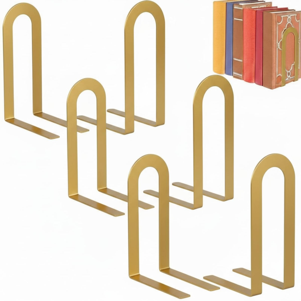 Chunful 6 Pcs Metal Bookends, Black, Round
