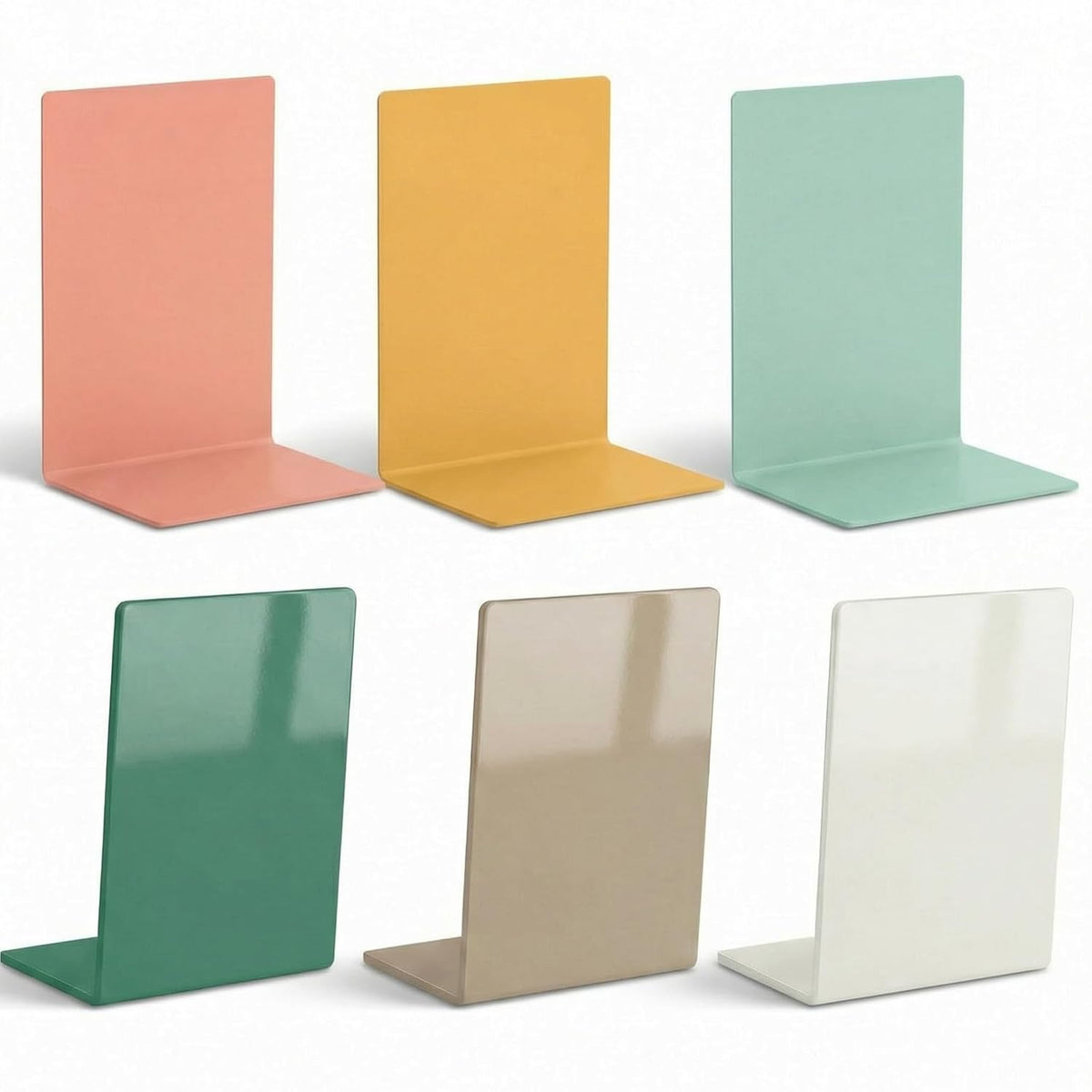 6Pcs Acrylic Bookends for Shelves Colorful Book Ends,Modern Bohemian Colors