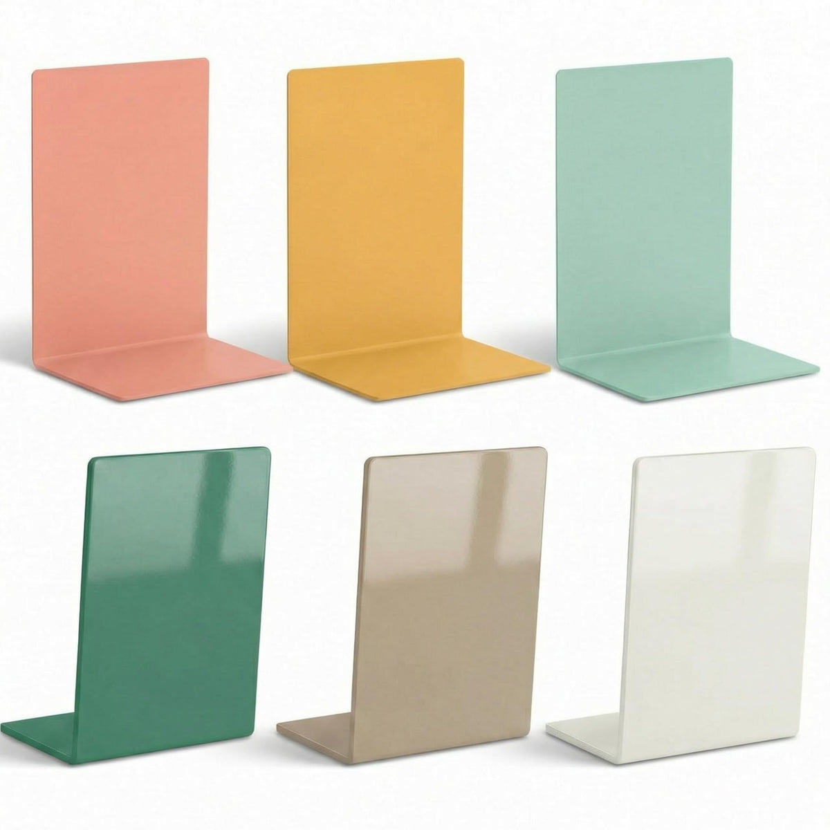6Pcs Acrylic Bookends for Shelves Colorful Book Ends,Candy Colors