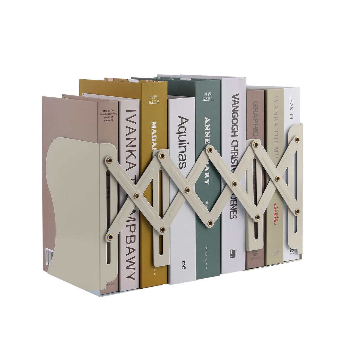 MSDADA Adjustable Bookends, Book Ends for Heavy Books, Expandable Book Organizer for Desk, Shelf, Office, School, for 6 7 8 9 10 11-15 Boys and Girls, Extends up to 19 inches (Macaron Green)