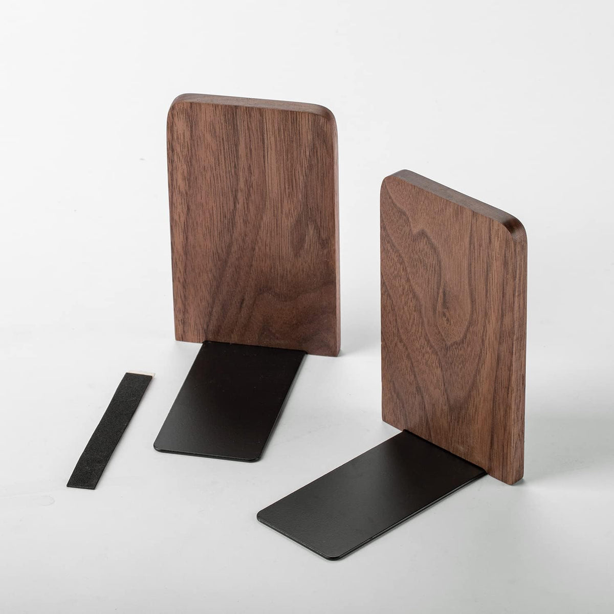 muso wood Walnut Book Ends for Shelves, 2 Pairs