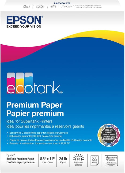 Epson EcoTank Premium Paper (S041586-ET), 8.5" x 11" (500 sheets)