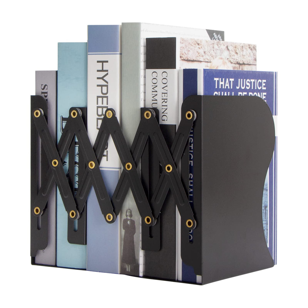 Aobopar Adjustable Metal Book Ends for Shelves Dark Blue