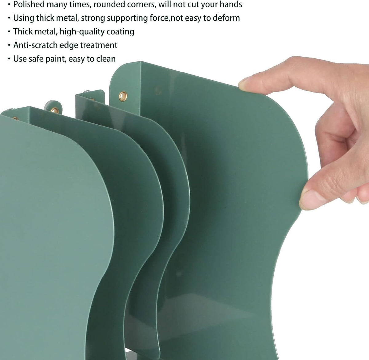 Adjustable Metal Bookends Heavy Duty for Shelves, 2 Dividers, Anti-Slip Design Expandable Book Ends for Desk, Office(Dark Green, 19 inches Max)