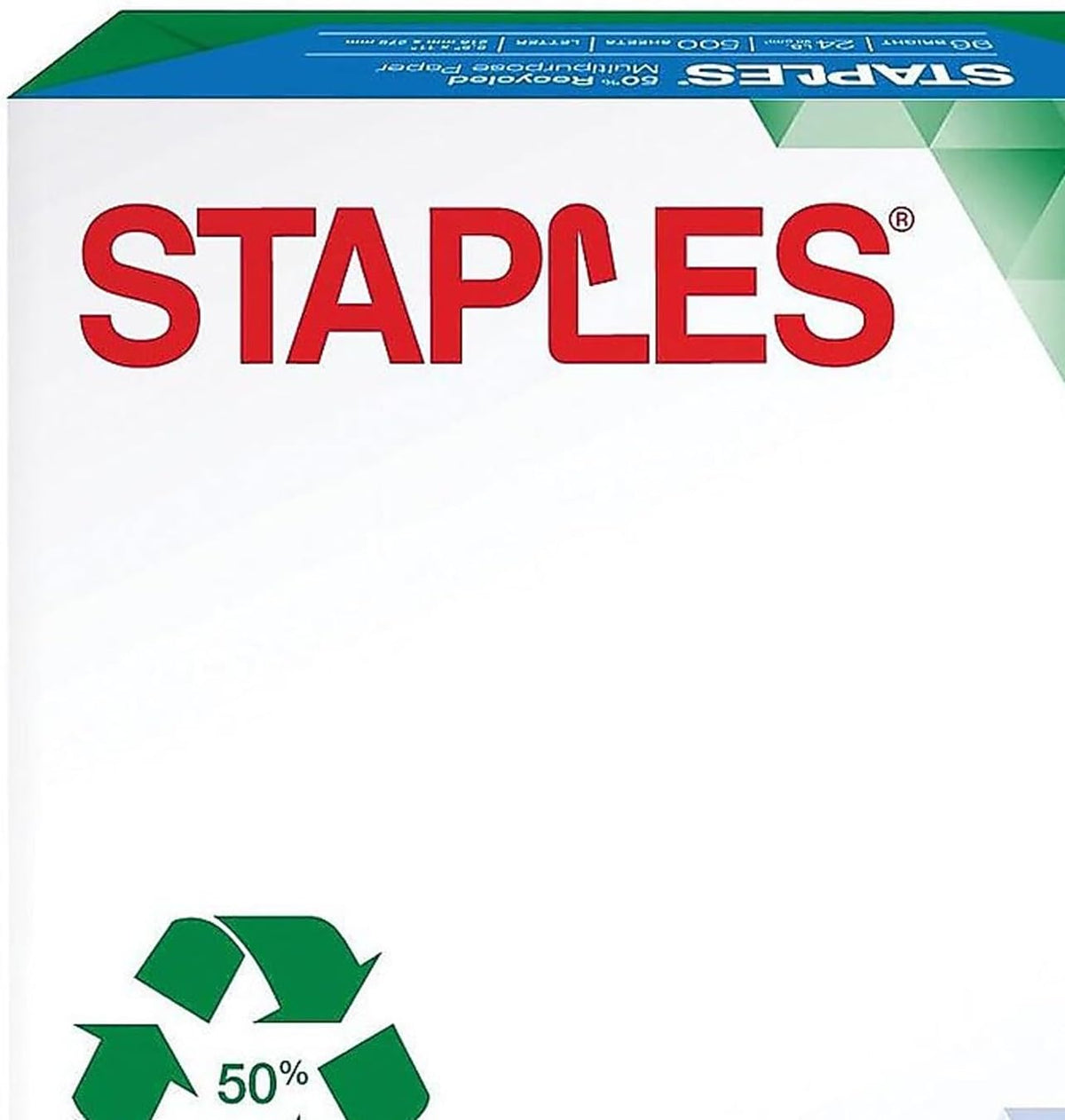 Staples 50% Recycled Multipurpose Paper, 8.5x11 Inch, 500/Ream