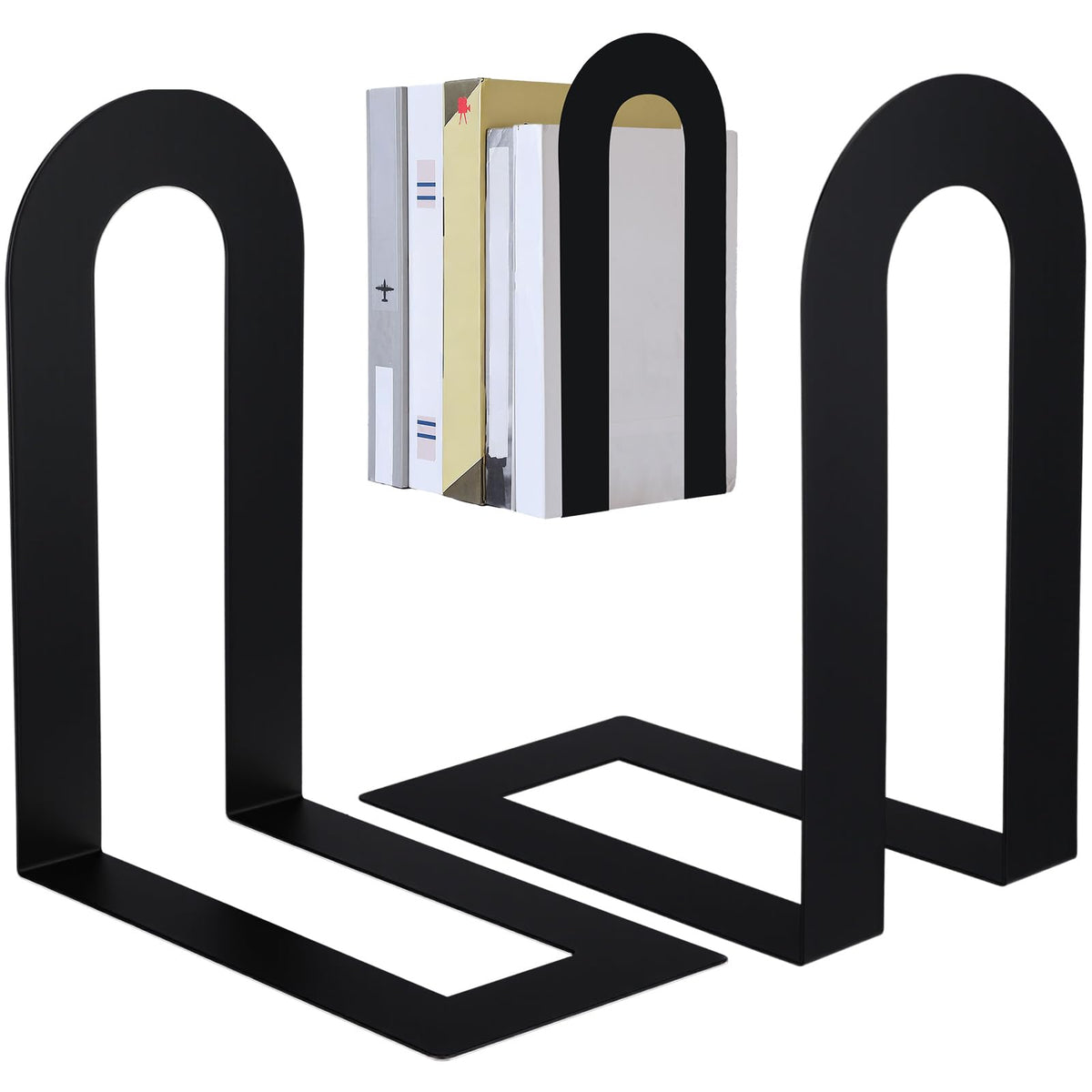 Chunful 12 Pcs Gold Metal BookEnds Shelves, 5.5 x 3.75 x 2.25 in
