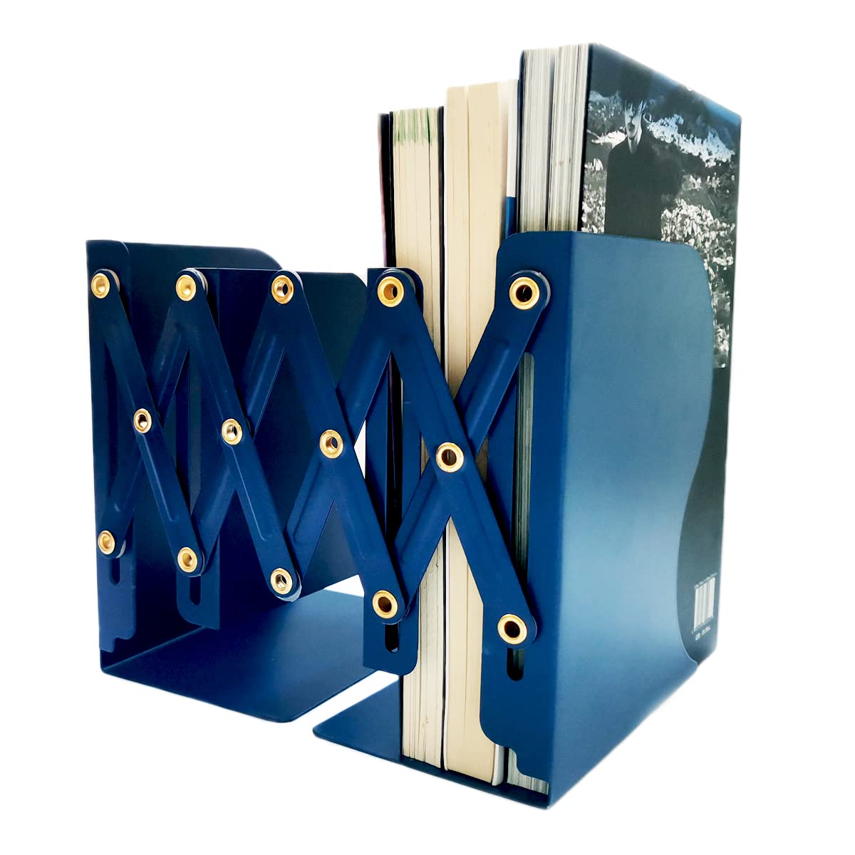 Metal Bookends for Heavy Books, Sturdy Book Stopper to Hold Books Heavy Duty, Adjustable Book Ends for Office & School (Black)