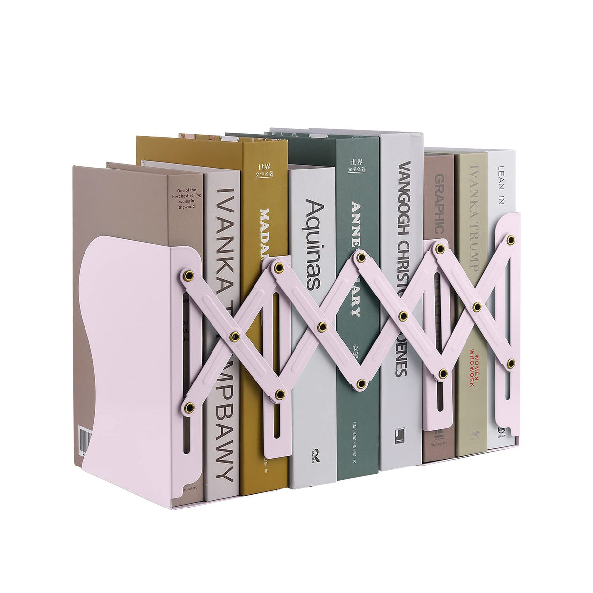 MSDADA Adjustable Bookends, Book Ends for Heavy Books, Expandable Book Organizer for Desk, Shelf, Office, School, for 6 7 8 9 10 11-15 Boys and Girls, Extends up to 19 inches (Macaron Green)