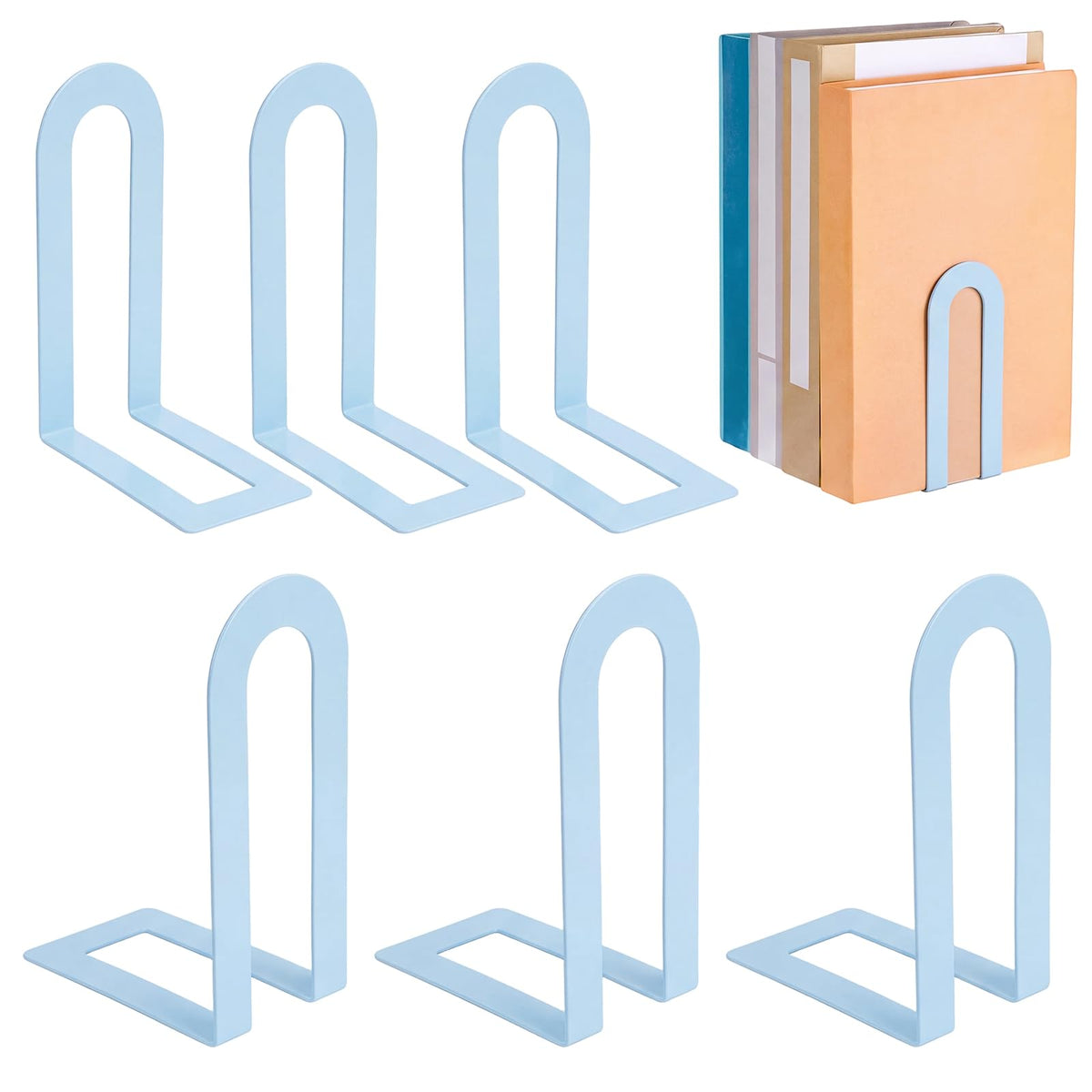 Chunful 12 Pcs Gold Metal BookEnds Shelves, 5.5 x 3.75 x 2.25 in