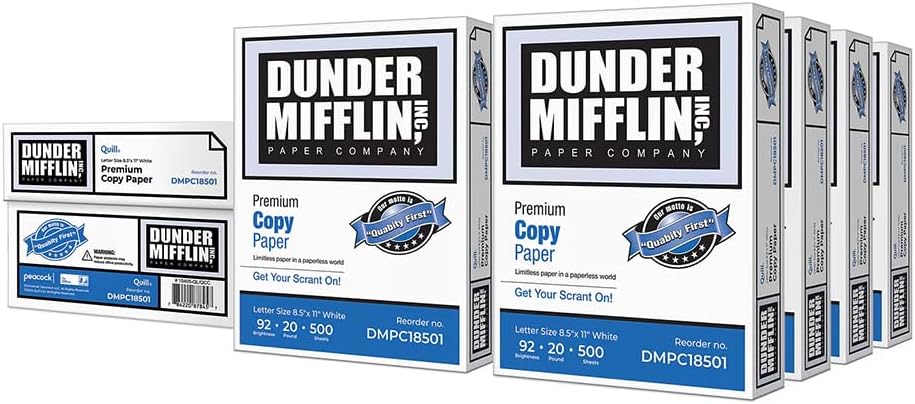 The Office™ Dunder Mifflin Copy Paper by Quill, 8.5" x 11", 20 lb., 92 Bright White, 8 Reams/4,000 Sheets | Multipurpose Paper for Printers, Copiers & Inkjet Printing