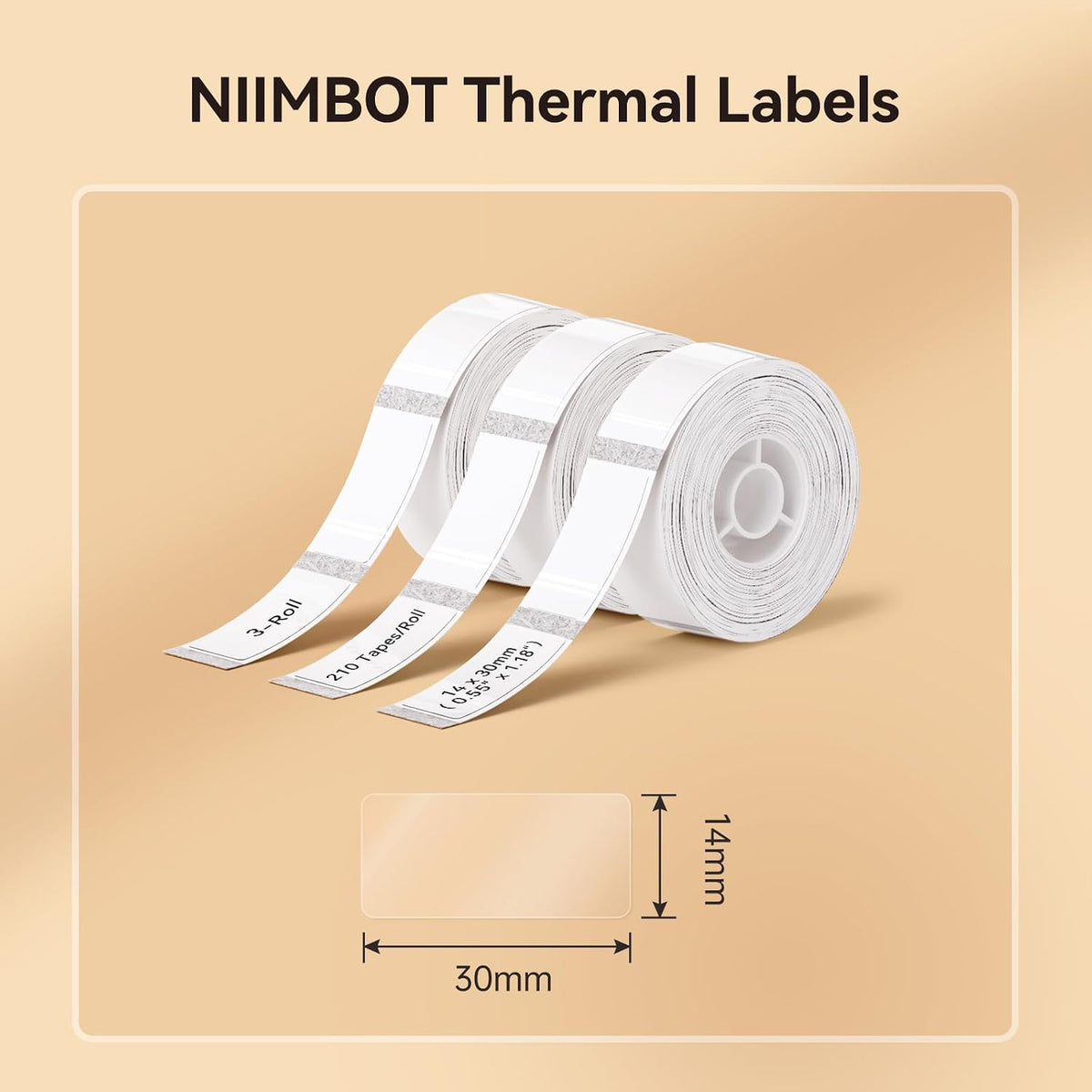 NIIMBOT Label Maker Tape for D110/D11/D101 Label Maker, 14mm x 30mm, Clear