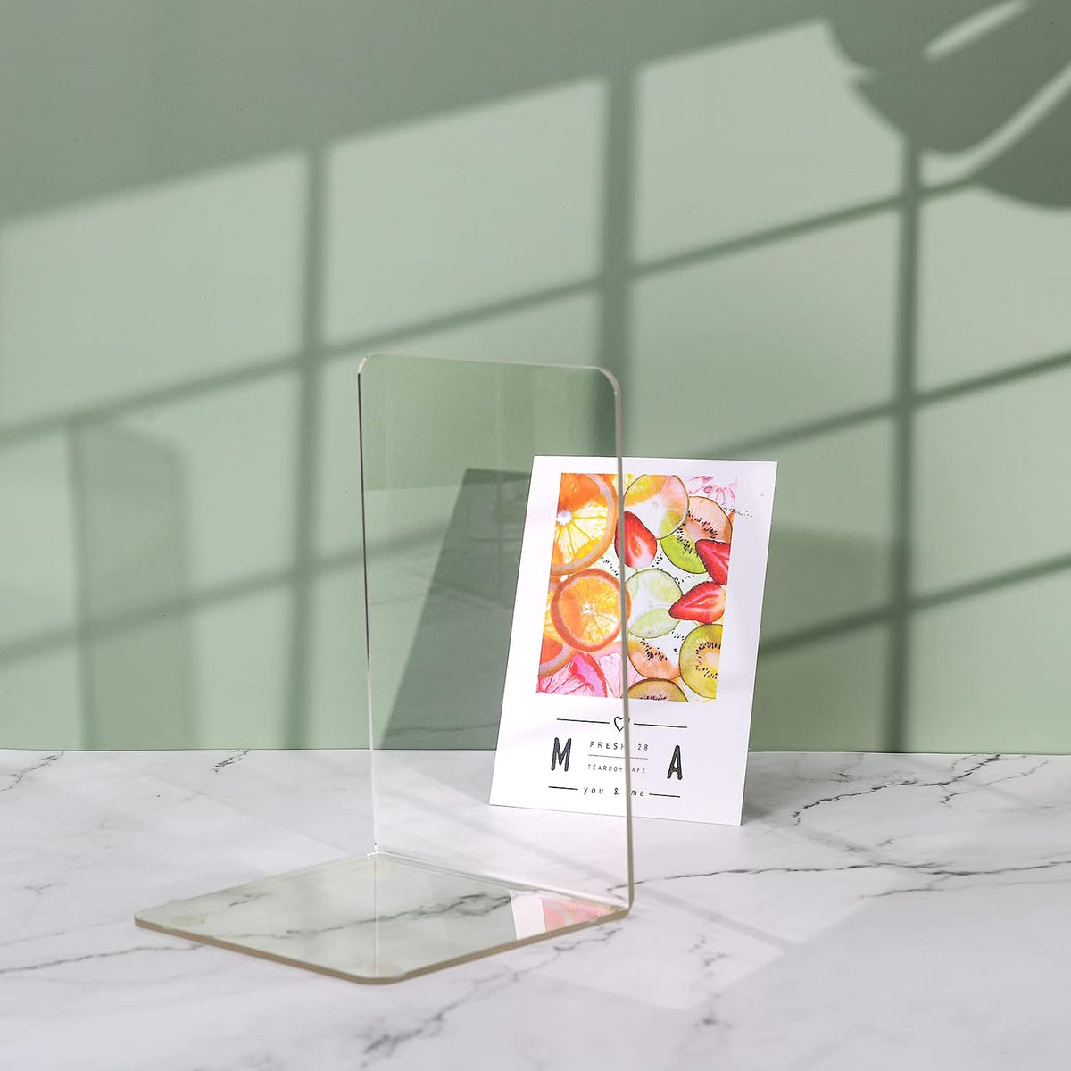 Adwikoso Clear Acrylic Book Ends, 8 Pcs Bookends for Shelves
