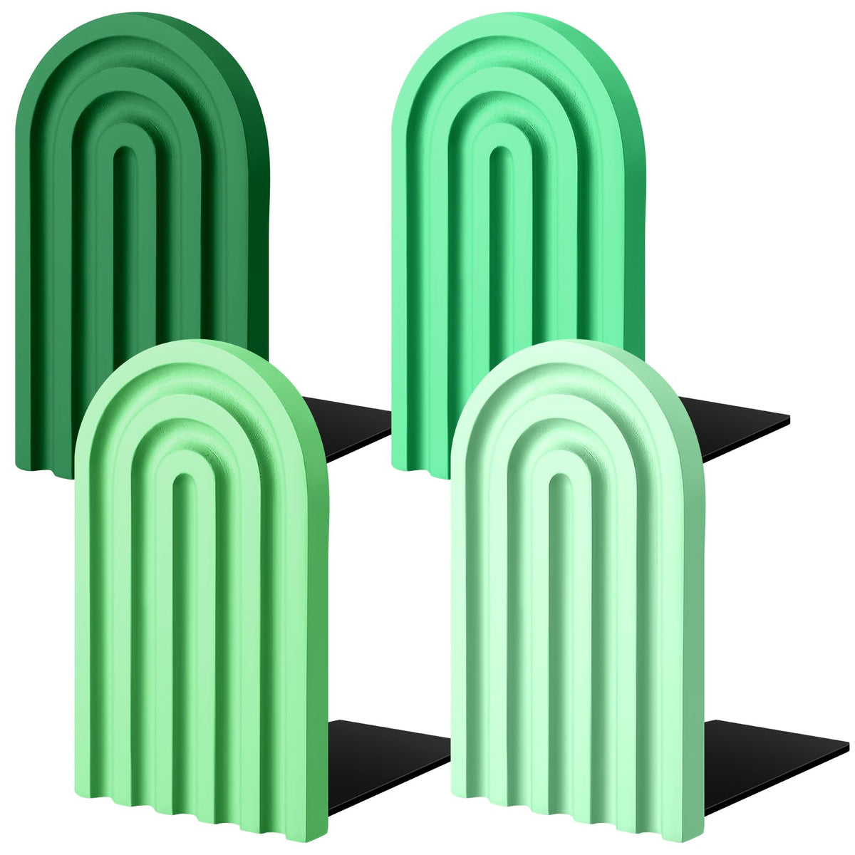Harloon 4 Pcs Boho Arch Bookends Rainbow Wooden Book Ends, Pastel Color