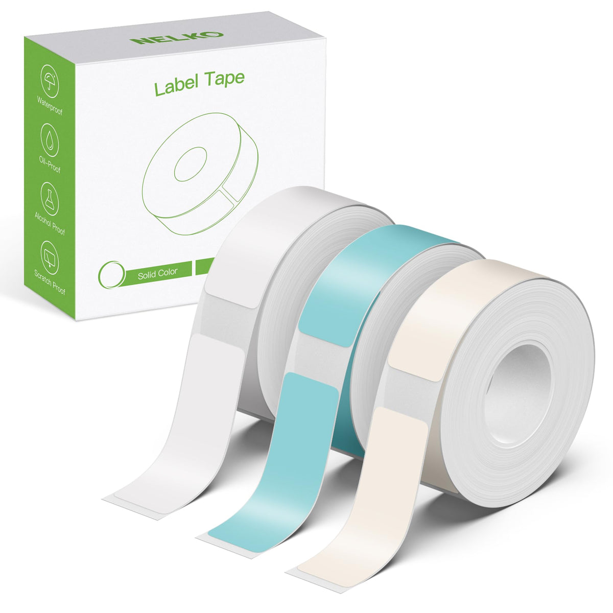 NELKO Genuine P21 Label Maker Tape,14x40mm, 3-Roll, Transparent