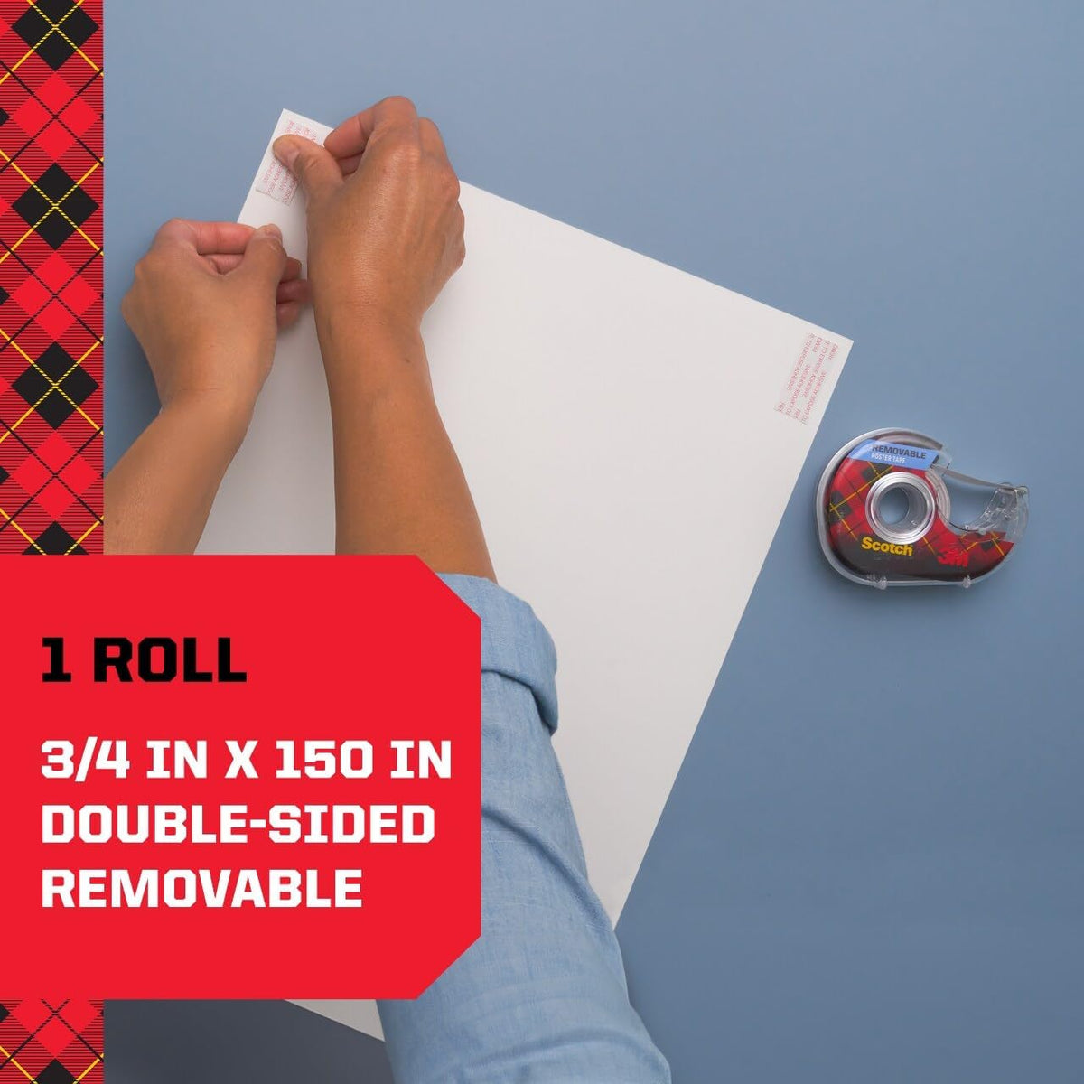 Scotch Mounting, Fastening & Surface Protection Scotch Removable Poster Tape, 3/4 x 150 Inches, 3 Pack, 109-3