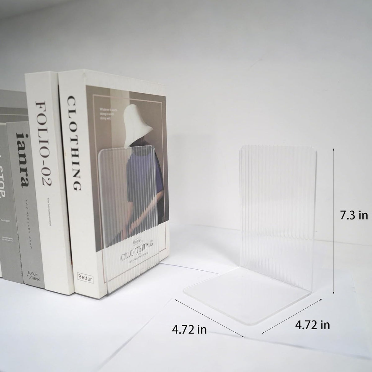 Book Ends for Shelves 8 Pcs Acrylic Bookends Clear