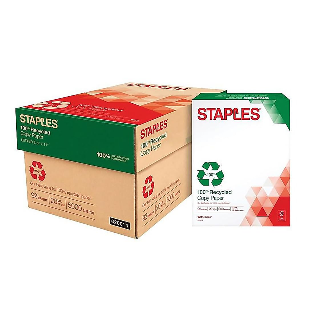 Staples 50% Recycled Multipurpose Paper, 8.5x11 Inch, 500/Ream