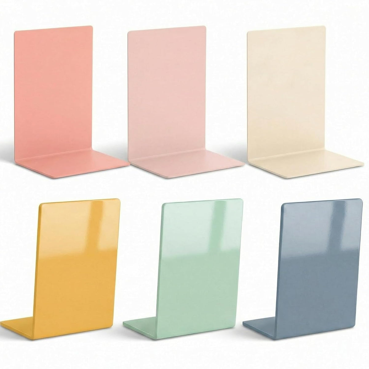 6Pcs Acrylic Bookends for Shelves Colorful Book Ends,Bohemian Colors