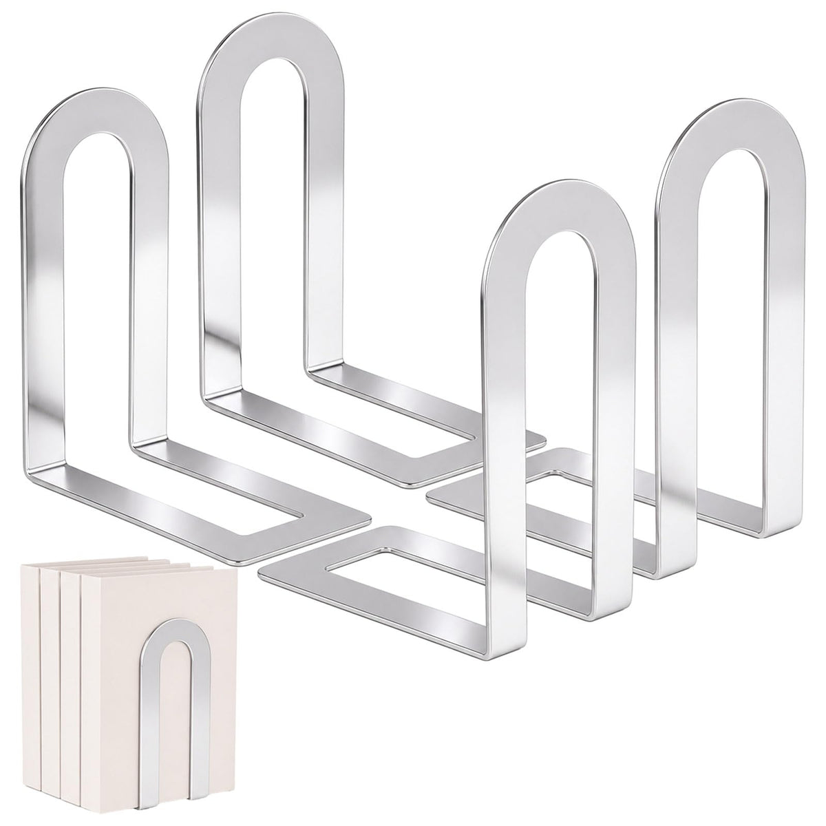 Chunful 12 Pcs Gold Metal BookEnds Shelves, 5.5 x 3.75 x 2.25 in