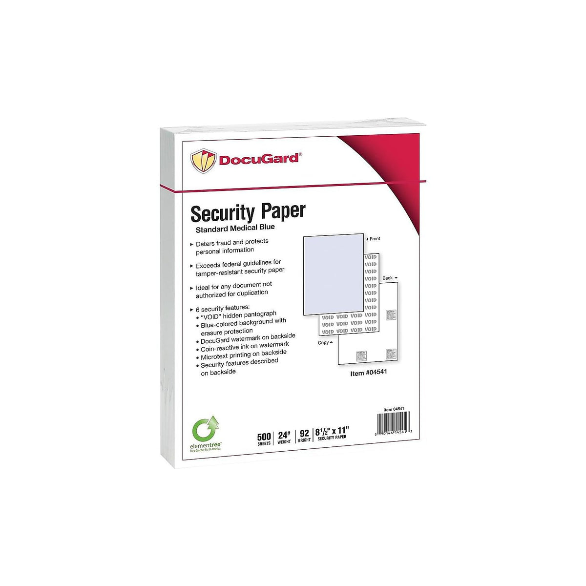 DocuGard Medical Security Papers, 24 lb Bond Weight, 8.5 x 11, Blue, 500/Ream