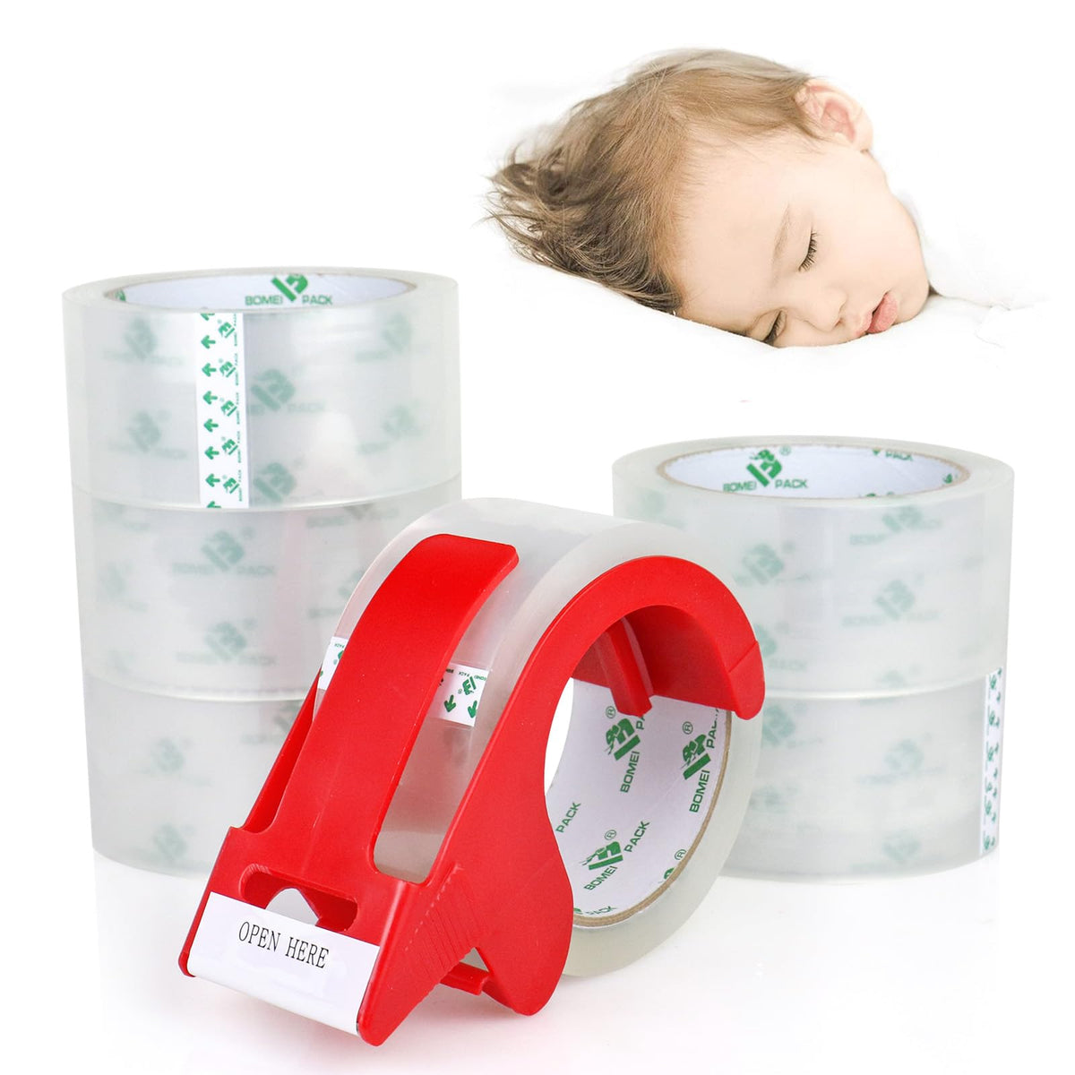 BOMEI PACK Clear Silent Packing Tape 18 Rolls, NO Noise Quiet Tape Refill Rolls for Shipping, Moving and Packaging, 2.4Mil 1.88Inch 55Yards