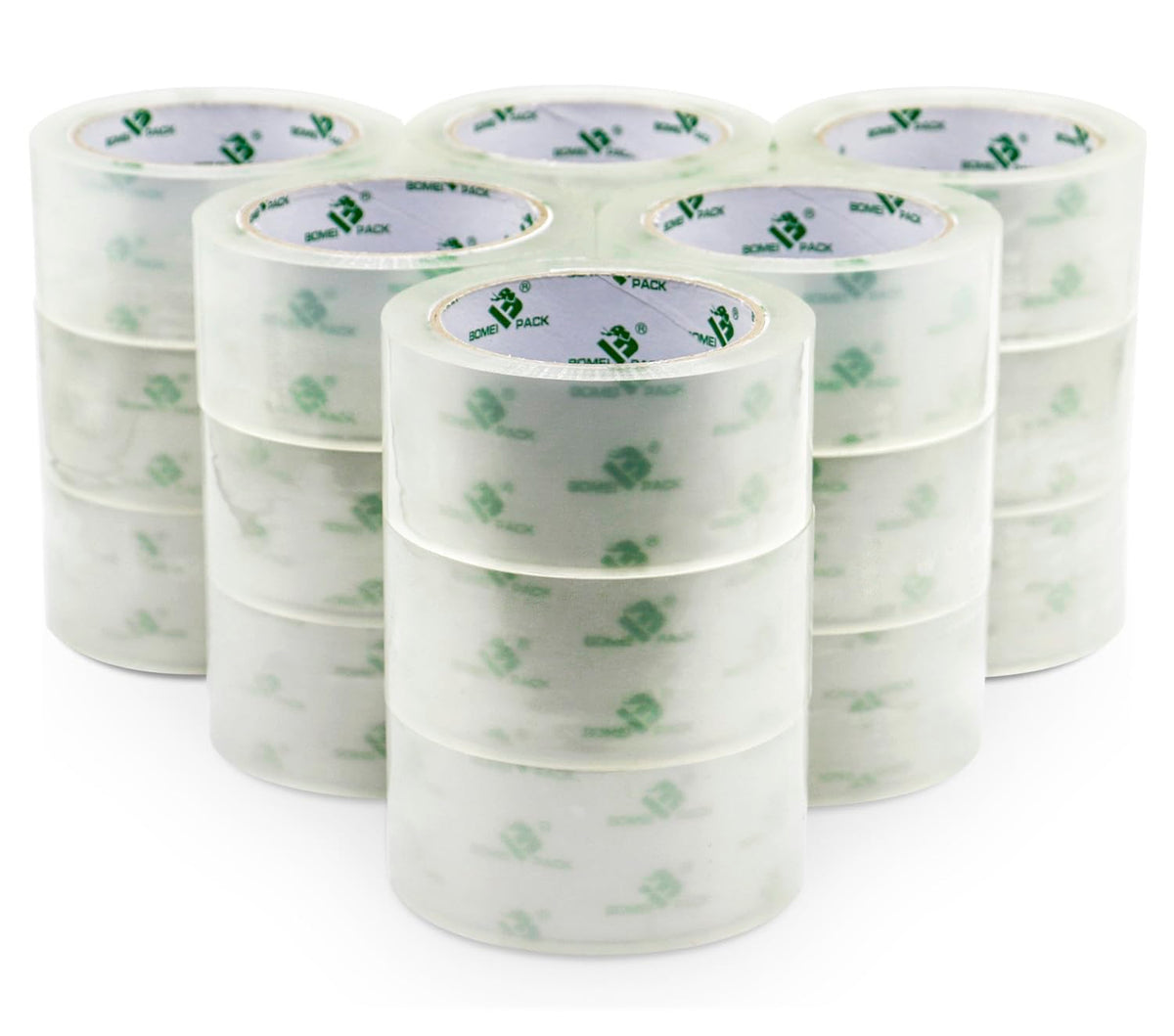 BOMEI PACK 3Inch Wide Clear Silent Packing Tape, 6Rolls 2.4Mil X 60Yds Heavy Duty No Noise Quiet Tape 3” for Moving, Shipping, Mailing, Storage and Packaging