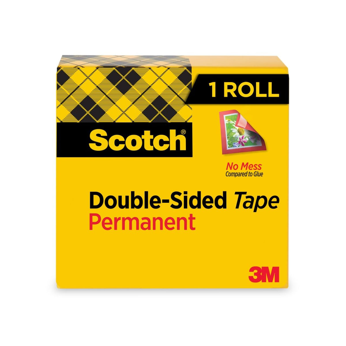 Scotch Double Sided Tape 665, 3/4 inch x 1296 inch (36 Yards) Permanent Adhesive, Photo-Safe Clear Tape for Scrapbooking, Crafts, Office and School Projects, No Mess Alternative to Glue, 1 Roll