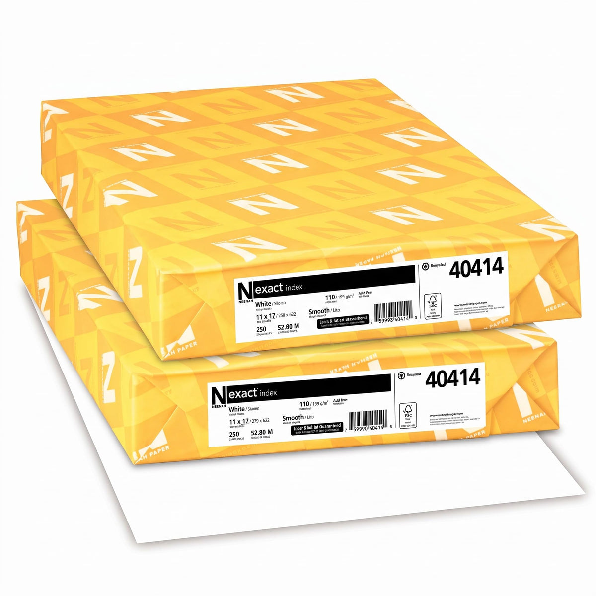 Neenah Paper Exact Index Card Stock, 94 Bright, 110 lb Index Weight, 8.5 x 11, White, 250/Pack