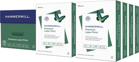 Hammermill Printer Paper, Premium Laser Print 32 lb, 8.5 x 11-8 Ream (4000 Sheets) - 98 Bright, Made in The USA, 104646C