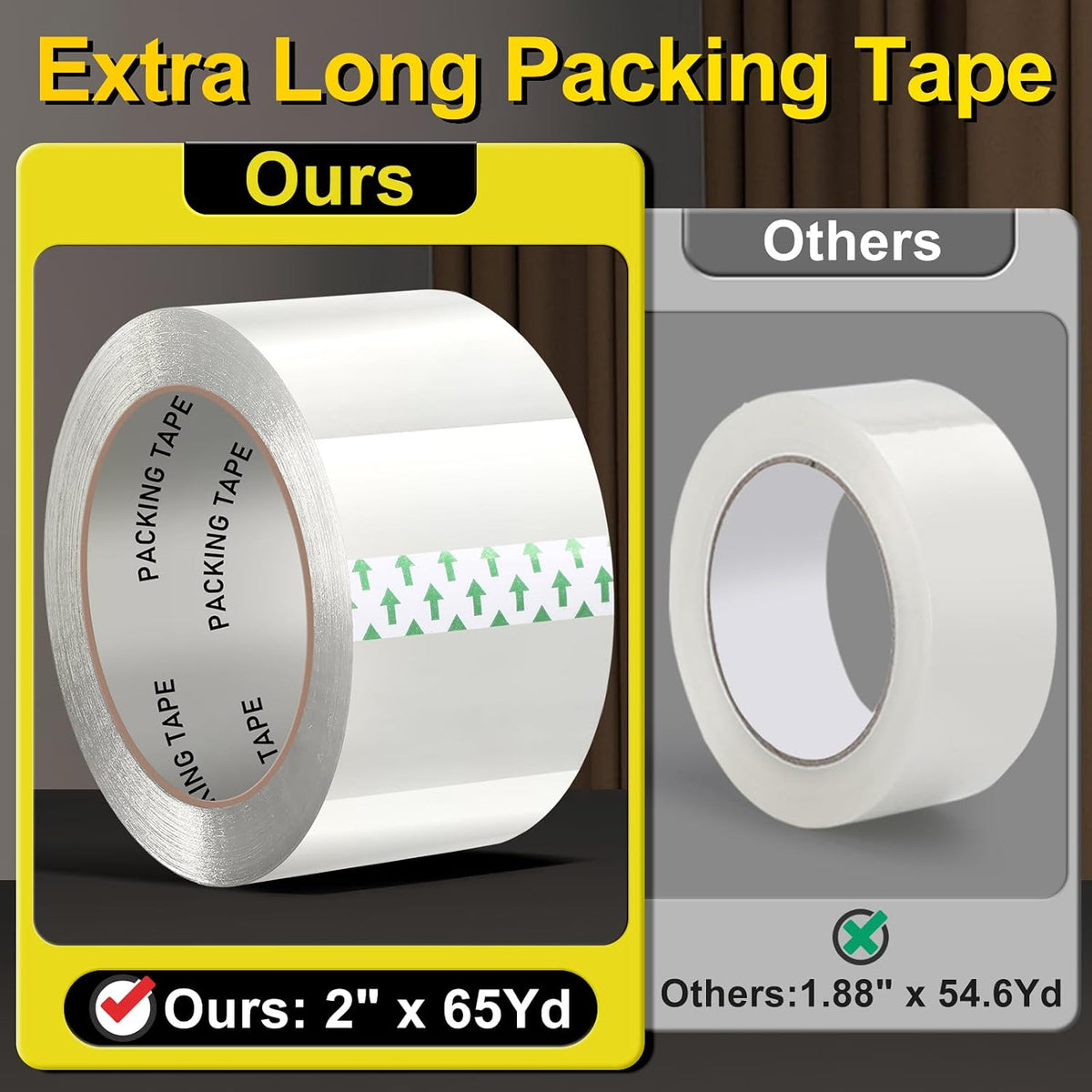 Clear Packing Tape, Heavy Duty Packaging Tape Refills 18 Rolls, 2 inch x 65 Yards, Shipping Tape Box Tape Mailing Tape for Shipping Packaging Moving Sealing and Storage