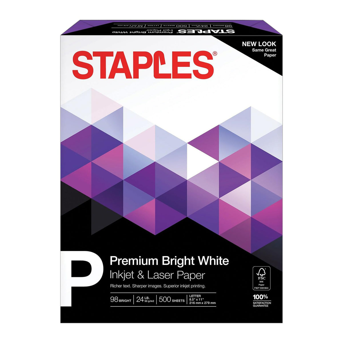 Staples Inkjet & Laser Paper, 8.5x11 Inch, Bright White, 4 Ream Case