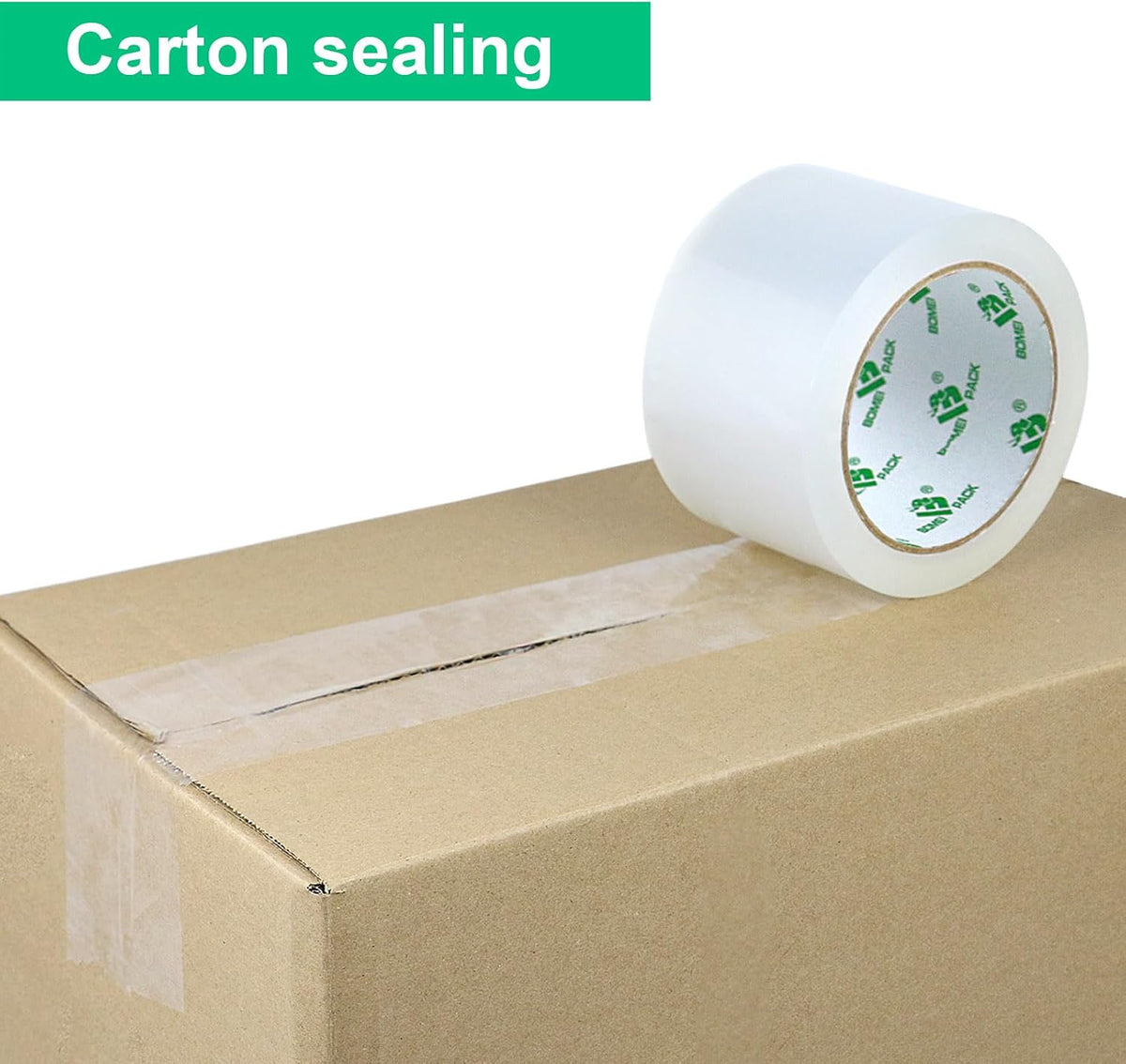 BOMEI PACK 3Inch Wide Clear Silent Packing Tape, 6Rolls 2.4Mil X 60Yds Heavy Duty No Noise Quiet Tape 3” for Moving, Shipping, Mailing, Storage and Packaging