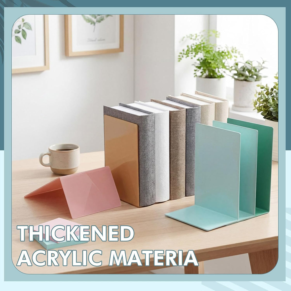 6Pcs Acrylic Bookends for Shelves Colorful Book Ends,Modern Bohemian Colors