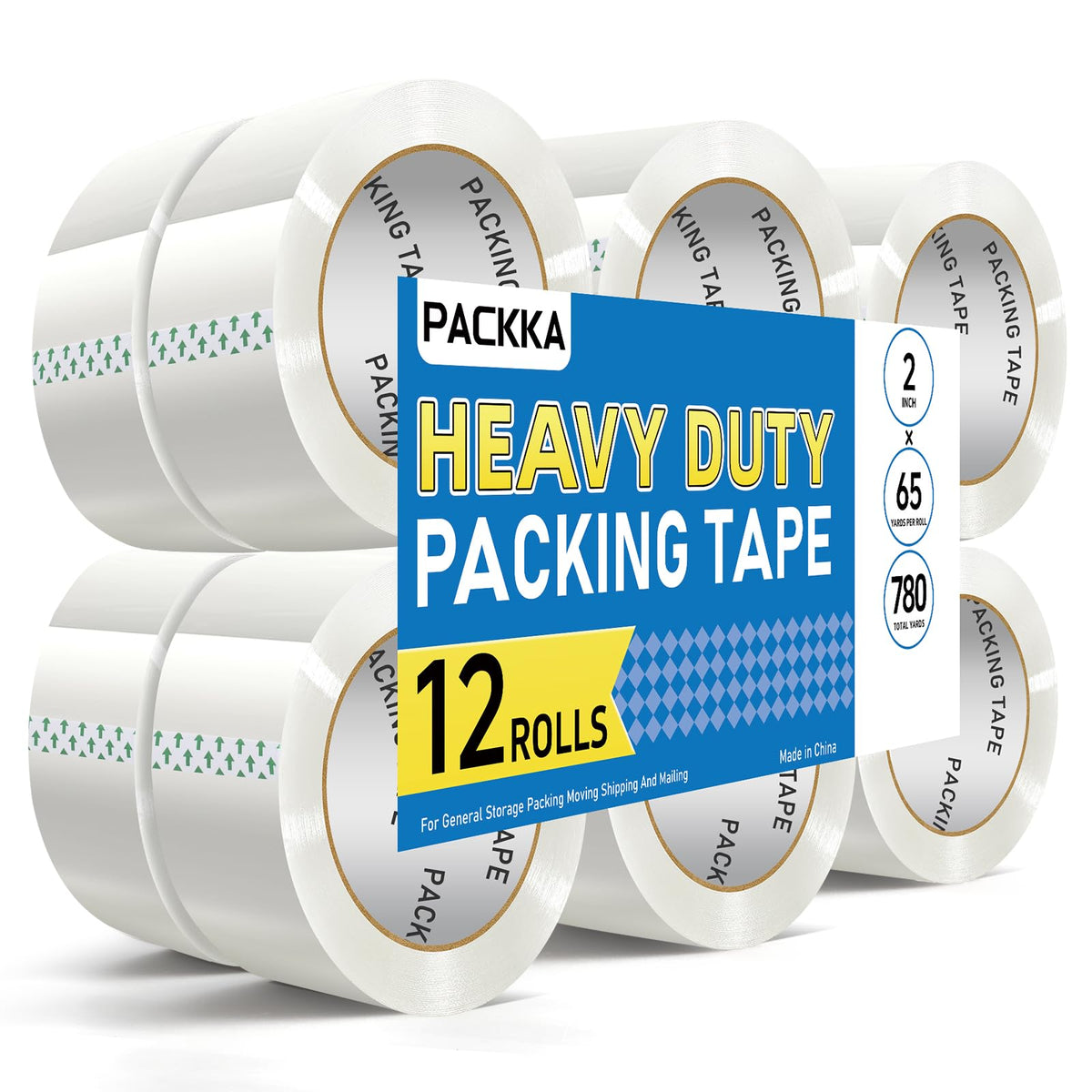 Clear Packing Tape, Heavy Duty Packaging Tape Refills 18 Rolls, 2 inch x 65 Yards, Shipping Tape Box Tape Mailing Tape for Shipping Packaging Moving Sealing and Storage