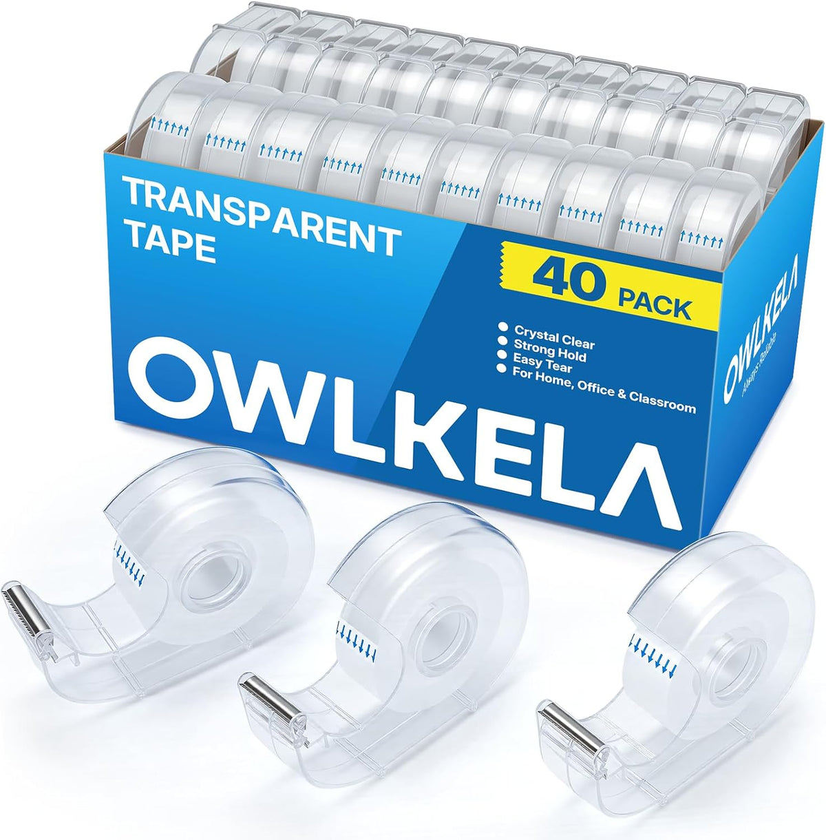 OWLKELA 40 Pcs Clear Tape Dispensers, 1 Inch White Core
