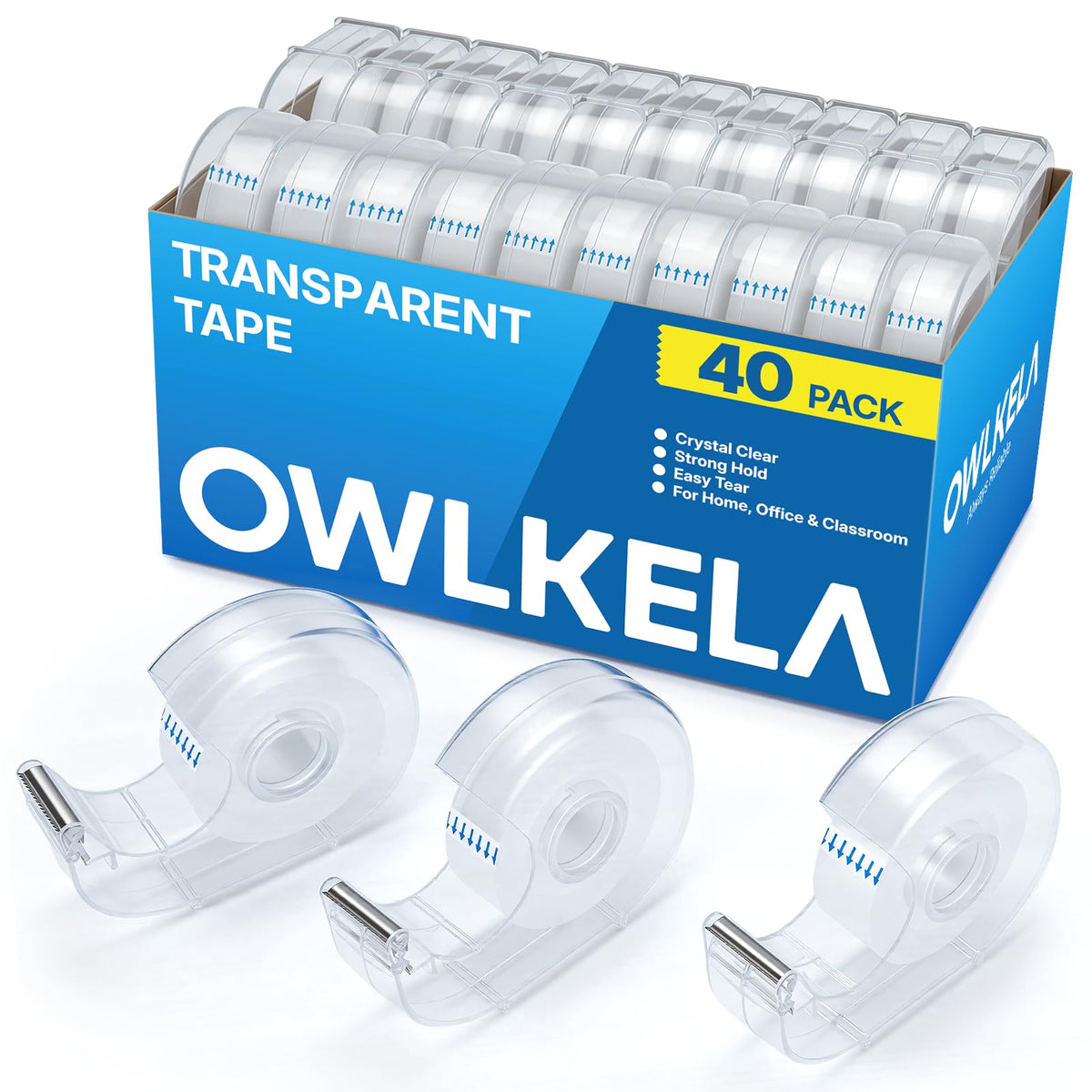 OWLKELA 40 Pcs Clear Tape Dispensers, 1 Inch White Core